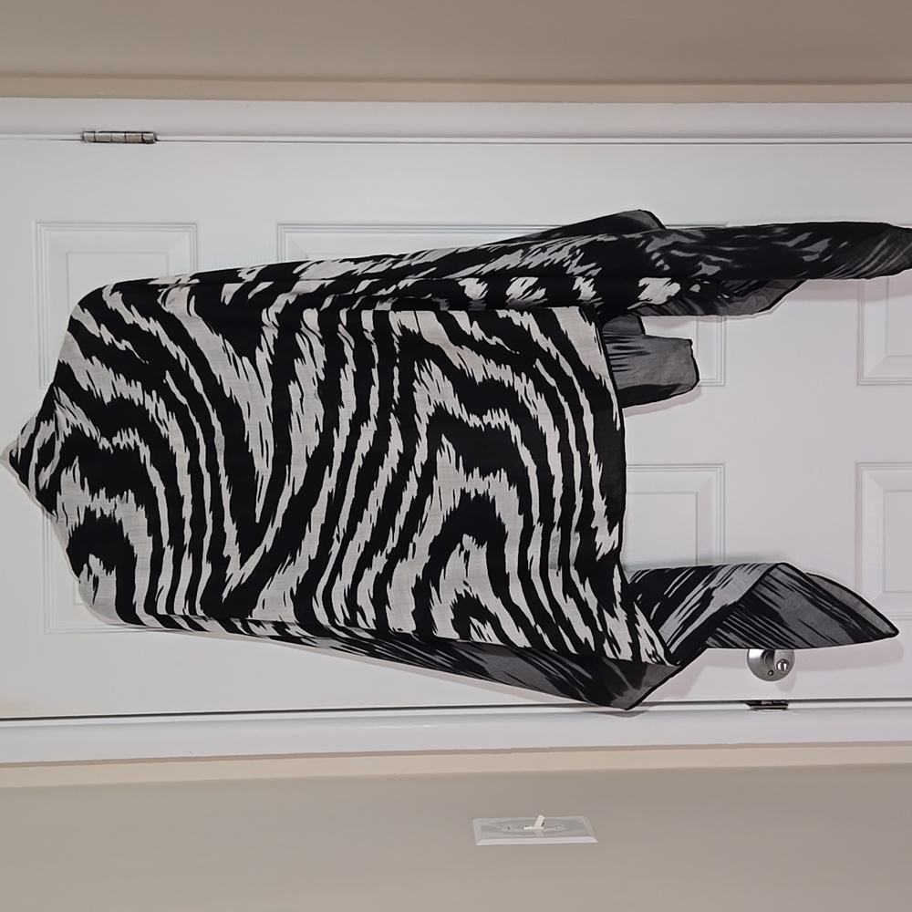 🖤 Black Gray Ombré Zebra Print Lightweight Wrap Scarf 30x72 - Picture 6 of 13